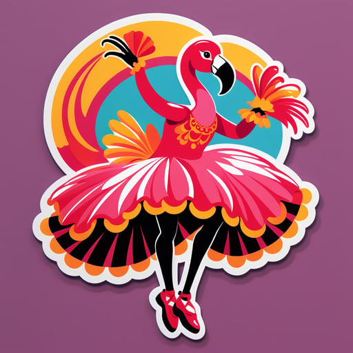 Flamenco Flamingo with Castanets sticker