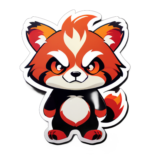 cute red panda with angry face . add some fire on eyes sticker