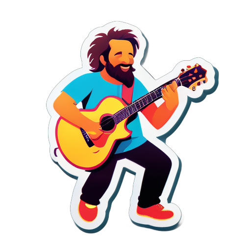 Deus tocando guitarra sticker