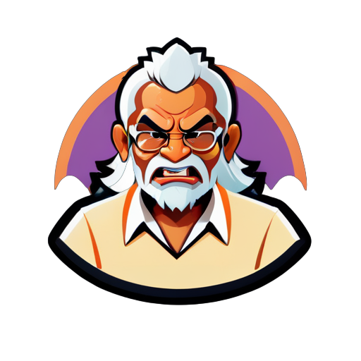 generate a sticker for an angry indian middle aged programmer sticker