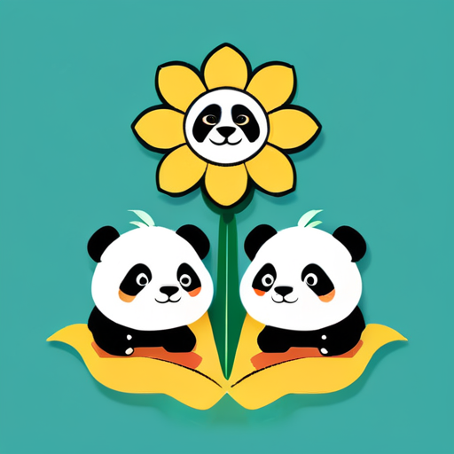 family flags with panda and sunflower sticker