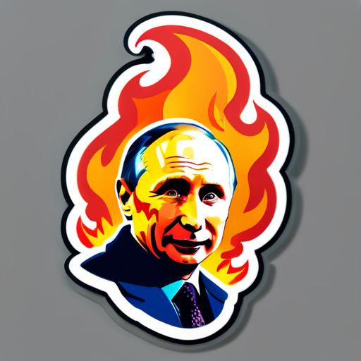 putin on fire sticker