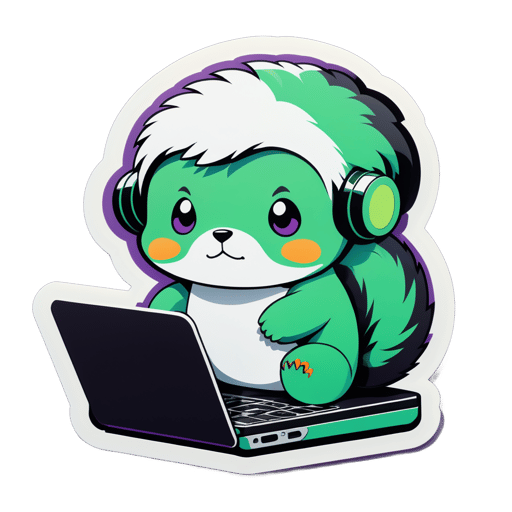 Lemming Lo-Fi con Laptop sticker