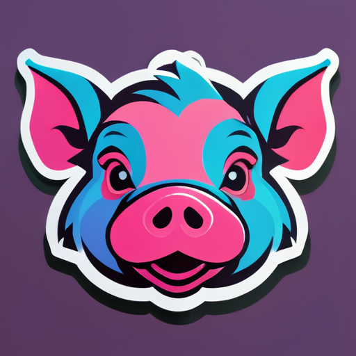 A pig head sticker