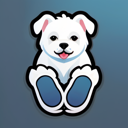 logo white dog with slippers  sticker