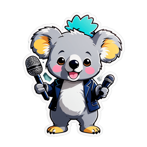 K-Pop Koala com Suporte de Microfone sticker