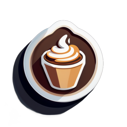 A coffee cup with latte art, from isometric perspective, very very cozy and cute looking sticker