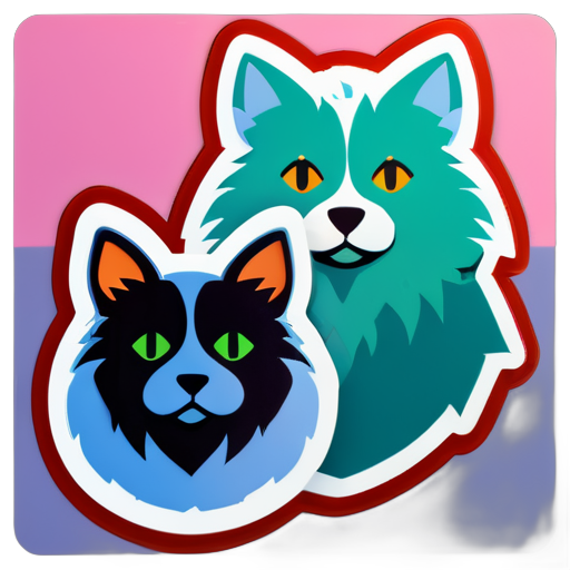 a dog and cat sticker