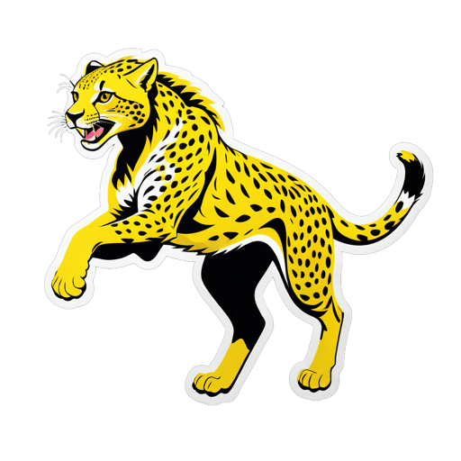 Guépard jaune sprintant à travers la savane sticker