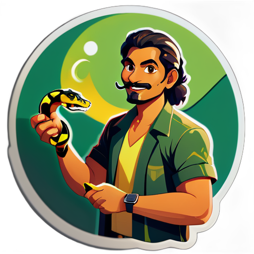 A man holding a snake named achal sticker