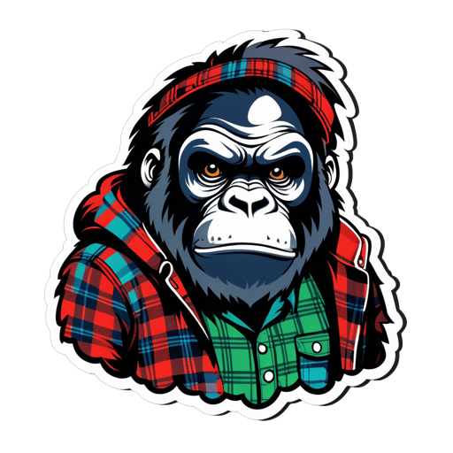 Grunge Gorilla with Flannel sticker