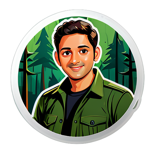 Mahesh babu image en tant que chasseur avec l'arrière-plan de la forêt sticker