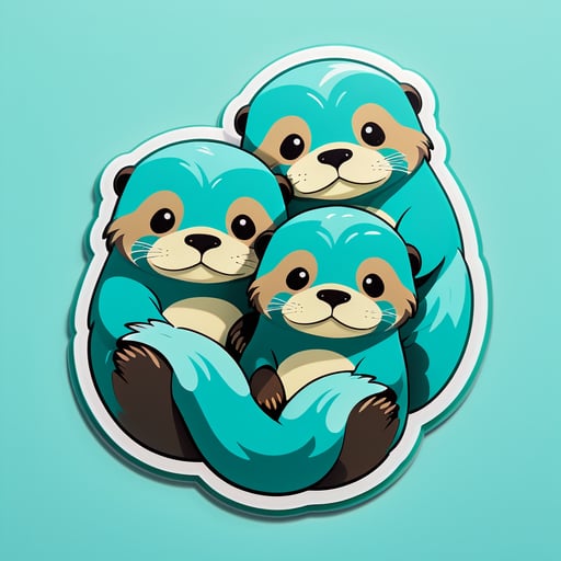 Voluminous Teal Otters sticker