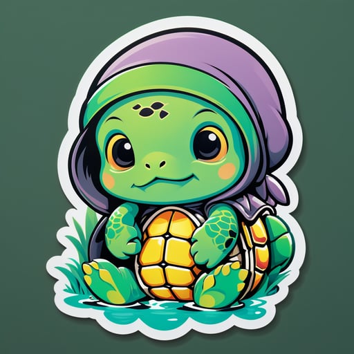 수줍은 거북 선사 sticker