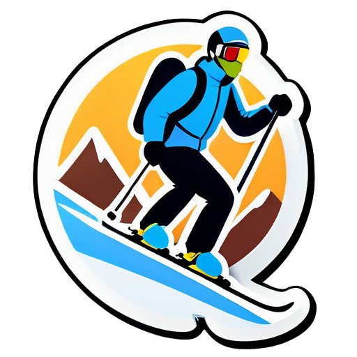 Man skiing on a mountain  sticker