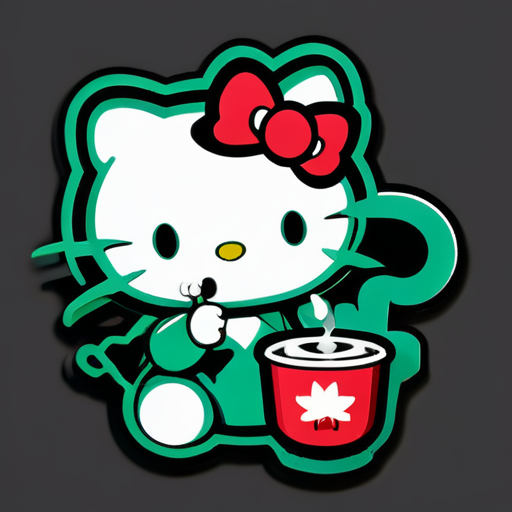 hello kitty smoking weed sticker