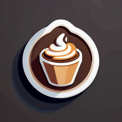 A coffee cup with latte art, from isometric perspective, very very cozy and cute looking sticker