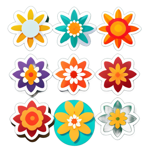 Flowers represent spring, the sun represents summer, leaves represent autumn, and snowflakes represent winter sticker