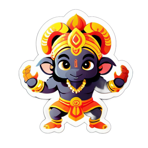 mignon jouant dieu hanuman et dieu ram sticker