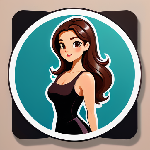 Beautiful brown haired woman, hourglass body shape sticker