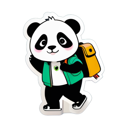 panda,city walking,with camera, with bag sticker