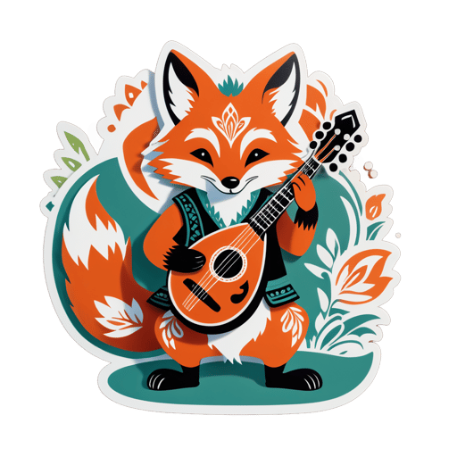 Folk Fox with Mandolin sticker