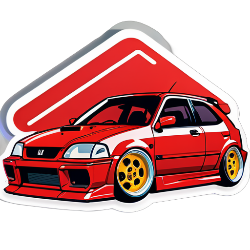 紅色 Honda civic ek4 靜態 sticker