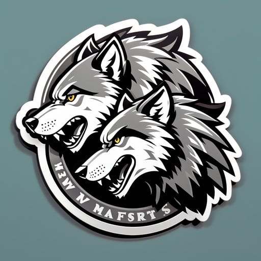 Lobos de estaño musculosos sticker