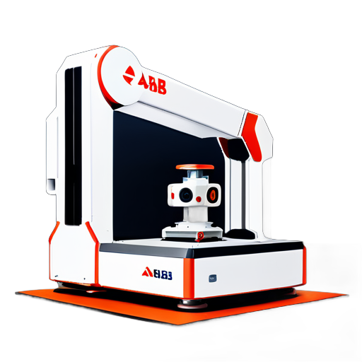 Anwendung des kleinsten 6-Achs-Industrieroboter-Trainingsgeräts der Marke ABB für Fachhochschulen und Berufsschulen, mit einer Aluminiumträgerplatte in Schreibtischgröße unten und einem 6-Achs-Industrieroboter-Trainingsgerät in der Mitte, umgeben von Modulen für Zuführung, Stapeln, Montage, Schweißen usw. sticker