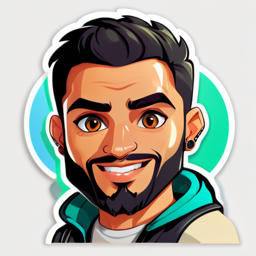 i would like stiker from me i m boy aged 29 years old  from morocco short hear and short beard , working on programin so i need a laptop on the sticker with a hacker background and i have a chiness eyes and i have a strong body 

 sticker