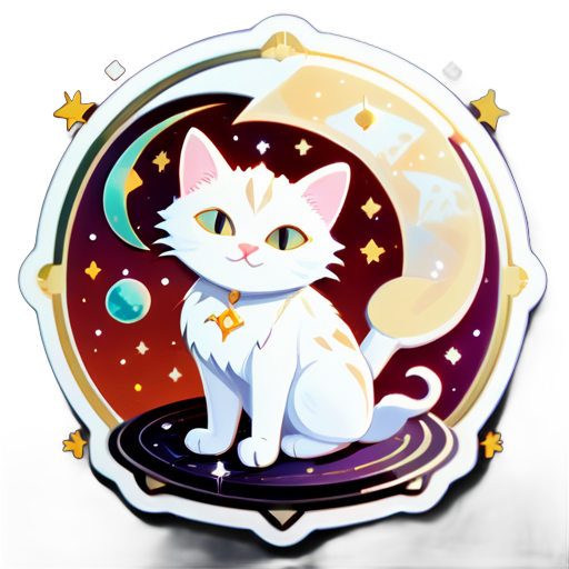 Astrologist white cat sticker