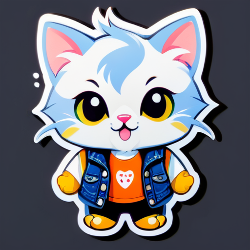 Wearing a vest kitten sticker