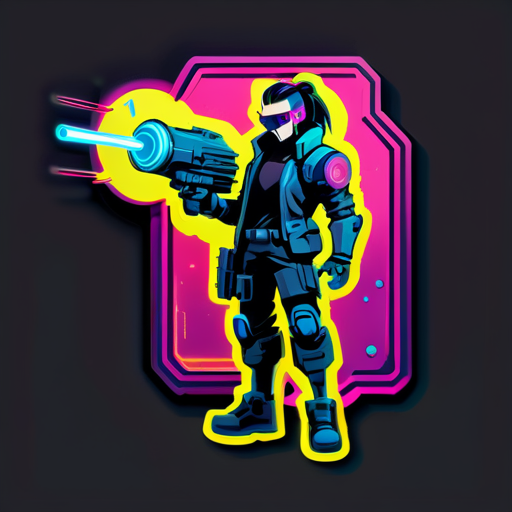 Cyberpunk com canhão de raios sticker