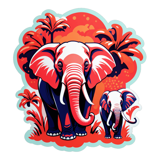 Éléphants coralliens substantiels sticker