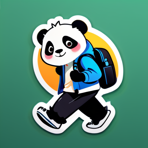 walking panda tourist sticker