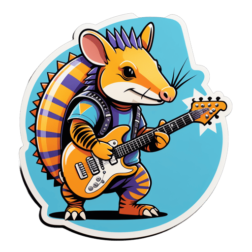 Tatou Armadillo de rock alternatif avec guitare électrique sticker