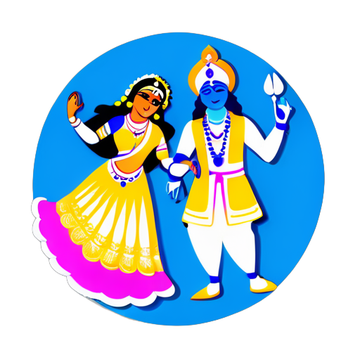 在 Vrindavan 中的 Radharani 和 Krishna sticker