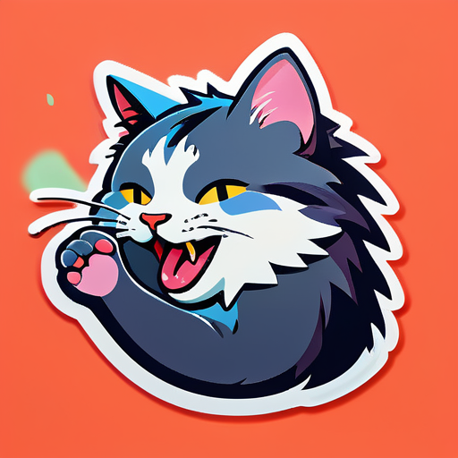 一只猫在舔自己的爪子 sticker