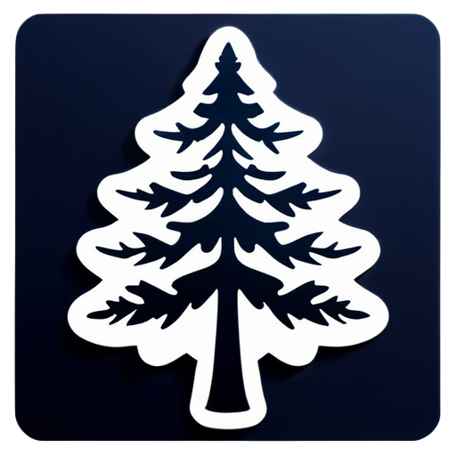 arbre de pruche blanc sur fond bleu marine sticker