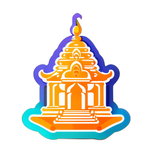 generate a sticker on hindu temple  sticker