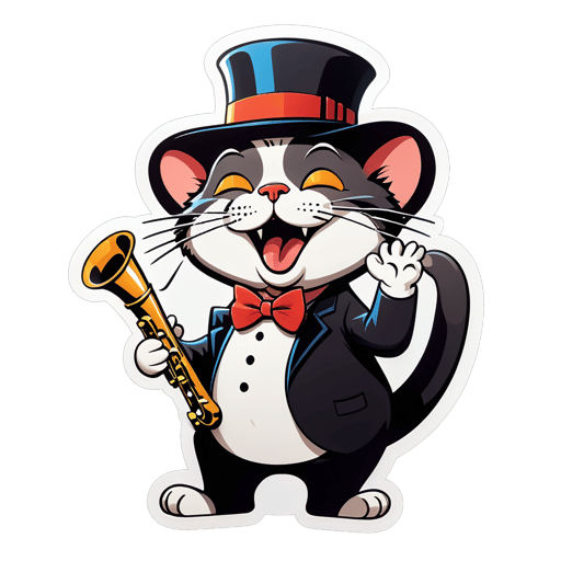 Crooning Cat with Jazz Hat sticker