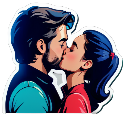 a girl kiss a man sticker