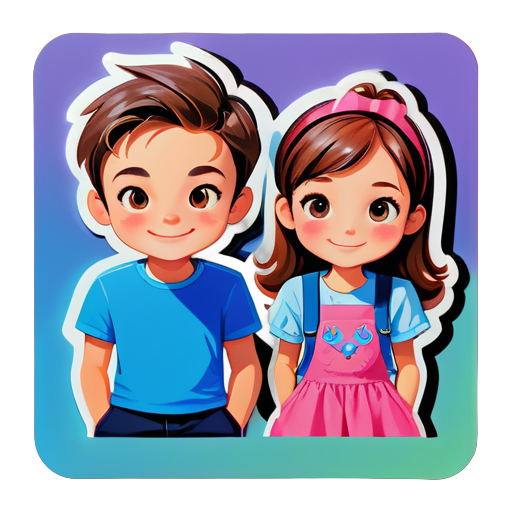 A boy and a girl sticker