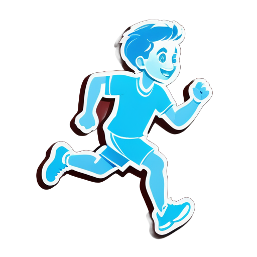 A boy running hard sticker