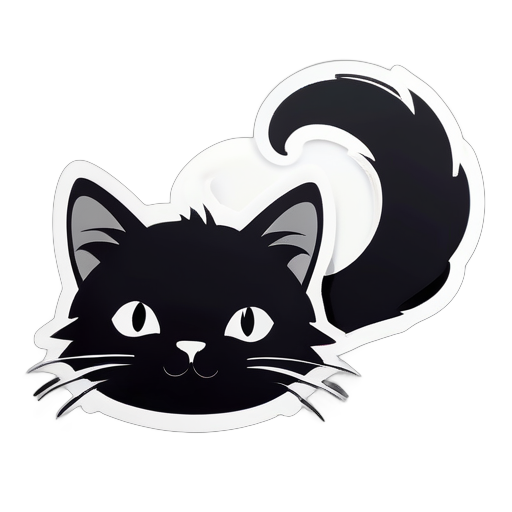 Black and white hair cute cat  sticker