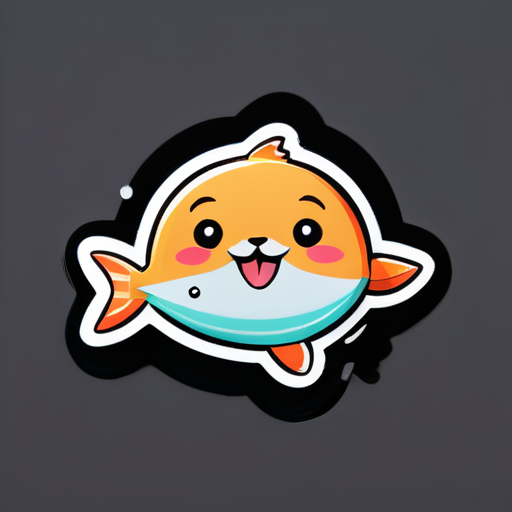 Cute Tuna doodle is happy sticker