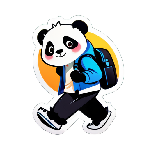 walking panda tourist sticker