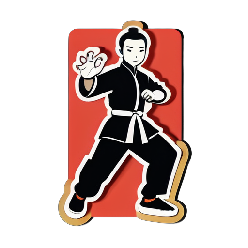 Chinese Kung Fu Black Matchstick Man sticker