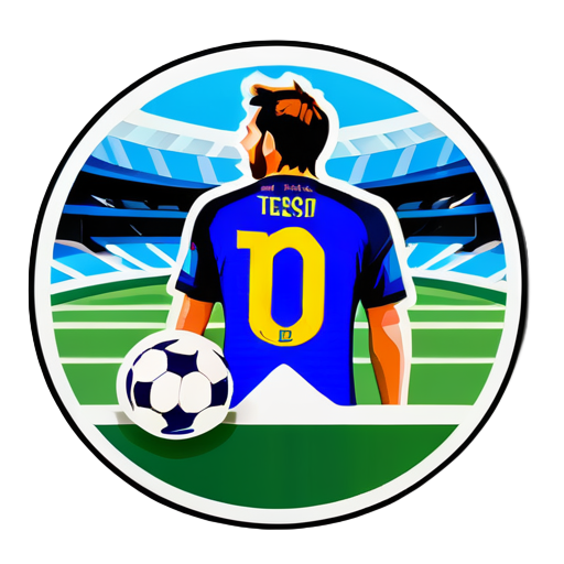 Messi with football stadium background
 sticker