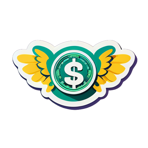 dollar bill with wings sticker